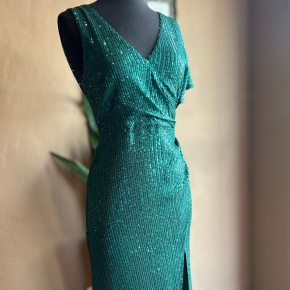 Green Sequin Gatsby Special Occasion Maxi Dress NWT - Picture 6 of 9